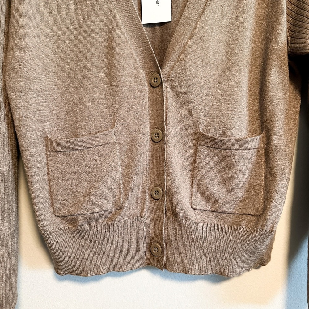Calvin Klein Jeans Soft Button Front Pockets Classic Cardigan NWT Size M - Picture 6 of 11